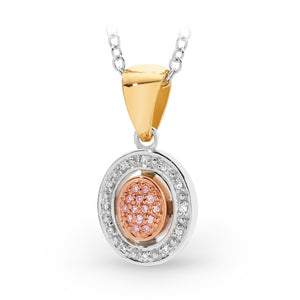 9ct YG/WG/RG Pink Argyle Diamond and White Diamond Pendant